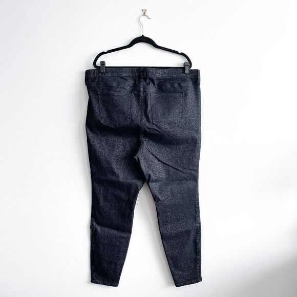 Torrid Premium Women's Sky High Skinny Crop Denim Jeans Black Silver Size 22R - Picture 3 of 12